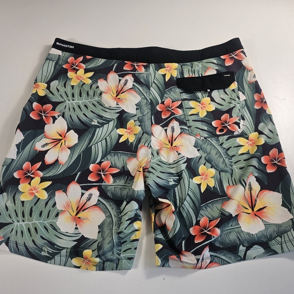 Hurley Phantom Hawaiian Board Shorts Mens 38 Blue Green Flap Back Pocket Preppy^ - Picture 2 of 6